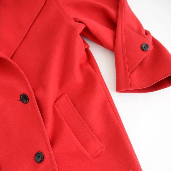 Vintage International Scene Red 100% Wool Maxi Double  Breasted Winter Coat 9/10 - Picture 8 of 16